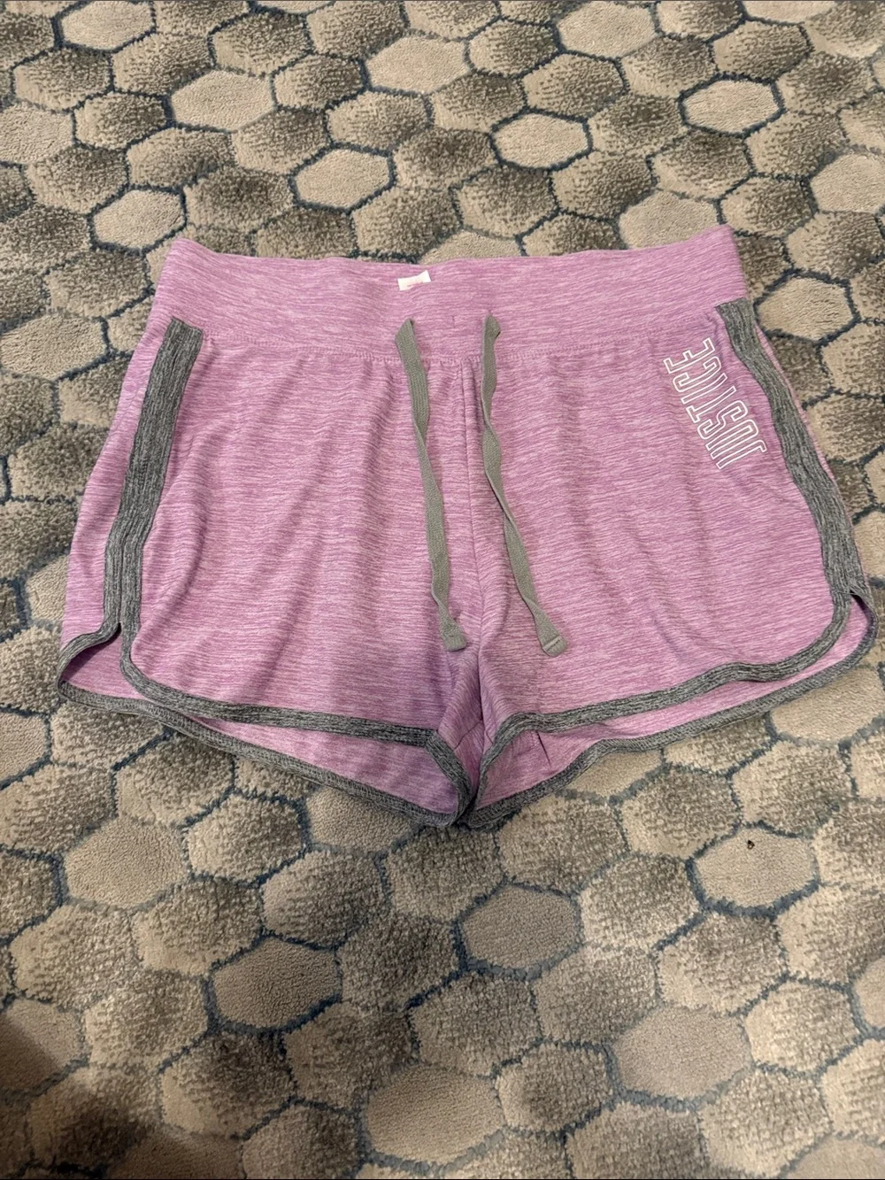 Justice Heather Purple Athletic Shorts with Gray Trim